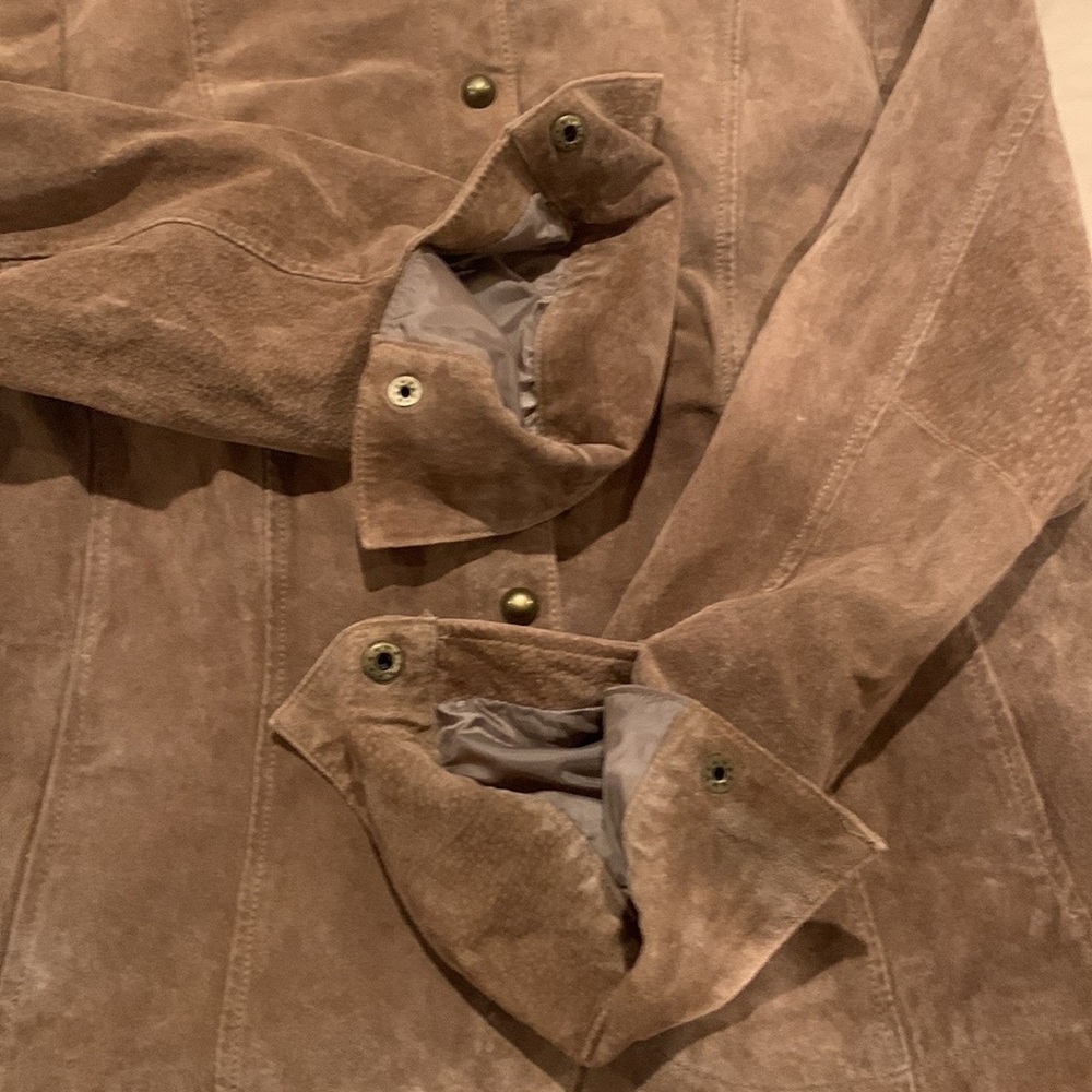 A.M.I Light Brown 100% Leather Jacket Size Large - Picture 14 of 16